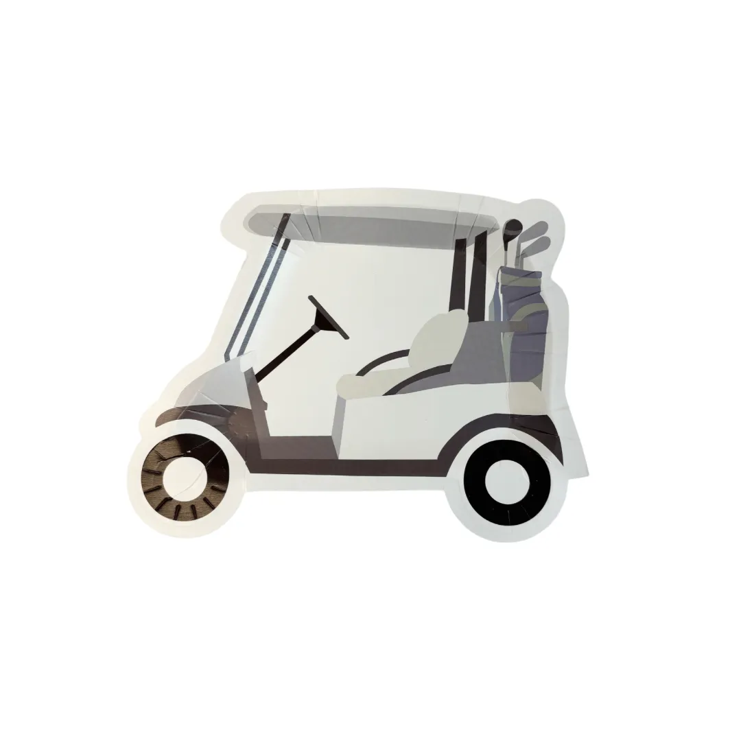 Golf Cart Shaped Paper Party Plates (Pack of 12)