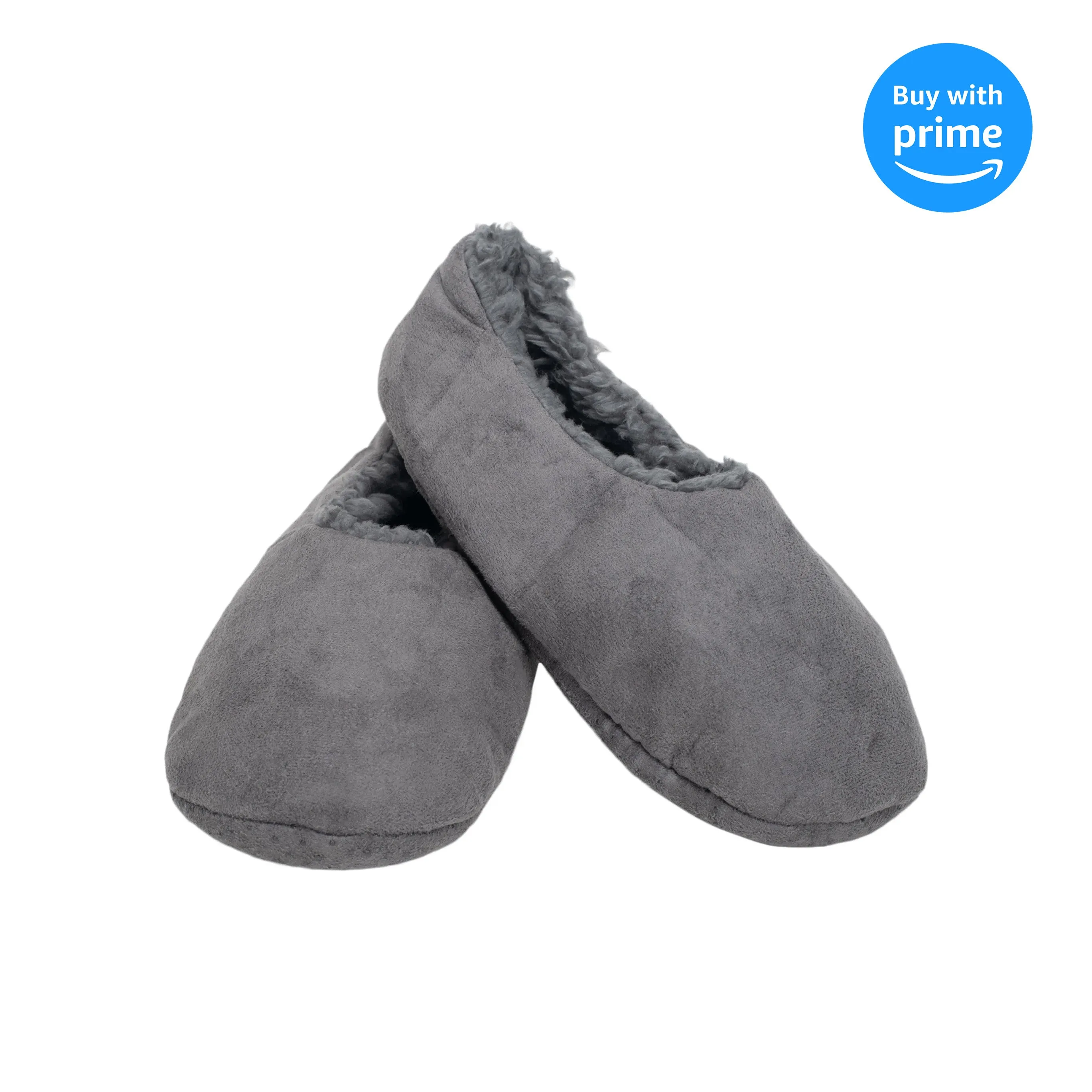 Grey Solid Tone Mens Plush Lined Cozy Non Slip Indoor Soft Slippers - Medium