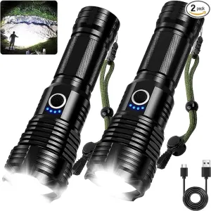 High Power XHP100 Led Flashlight Rechargeable 4 Core Torch Zoom Usb Hand Lantern For Camping, Outdoor & Emergency Use