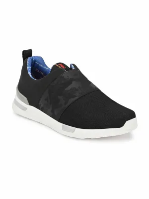 Hitz Men's Black Slip On Running Shoes