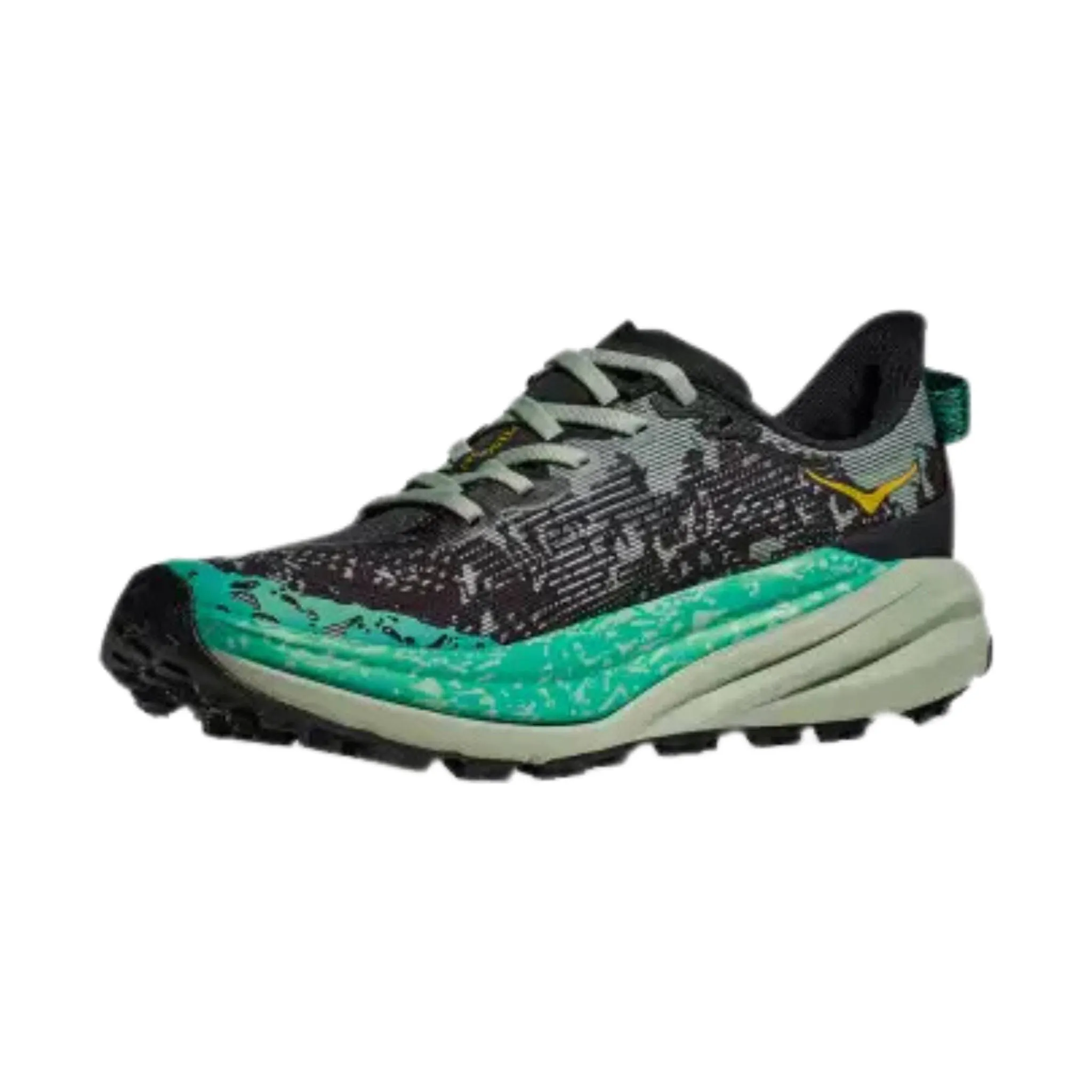 HOKA Women's Speedgoat 6 Trail Running Shoes - Black/ Aloe Vera