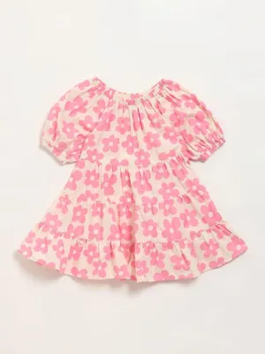 HOP Kids Pink Floral Printed Dress