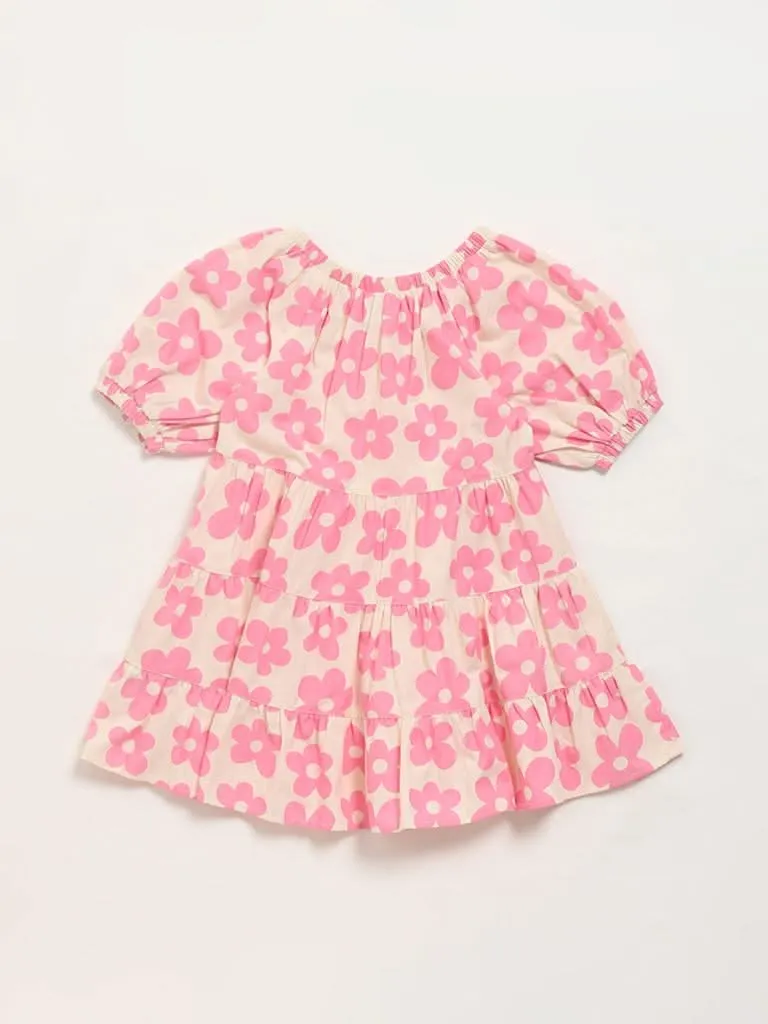 HOP Kids Pink Floral Printed Dress