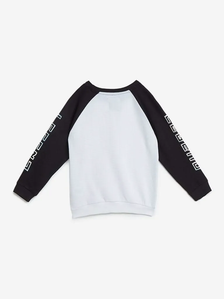 HOP Kids White Text Pattern Crewneck T-Shirt