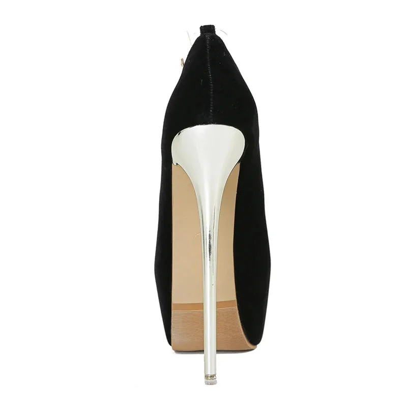 Liyke Sexy Peep Toe Stripper Pole Dance Super High Heels Elegant Women Wedding Banquet Shoe PVC Transparent Strap Platform Pumps