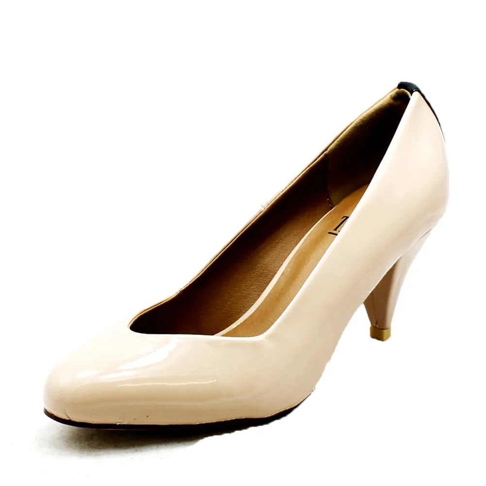 LOW HEEL PONTED TOE COURT SHOES WITH HEEEL DETAIL