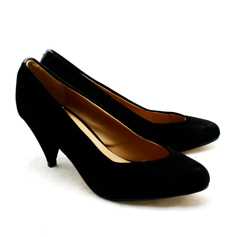 LOW HEEL PONTED TOE COURT SHOES WITH HEEEL DETAIL