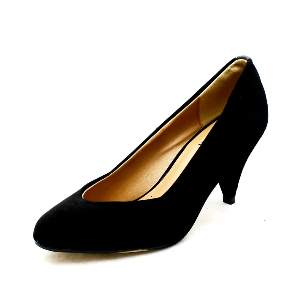 LOW HEEL PONTED TOE COURT SHOES WITH HEEEL DETAIL