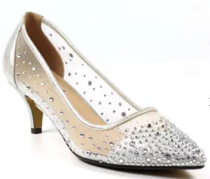 Lunar FLR524 Alisha Silver Low Heeled Court Shoes