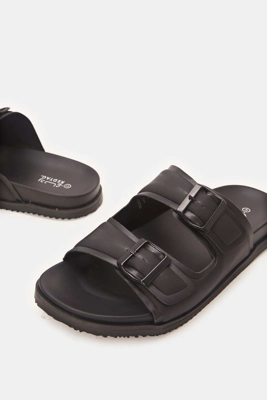 Men Black Molded Insole Sandals