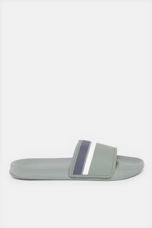 Men Mint Striped Slide