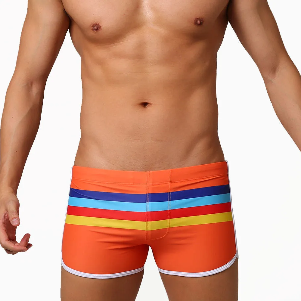 Men's New Sports Open Colorful Stripes Flat Sports Shorts