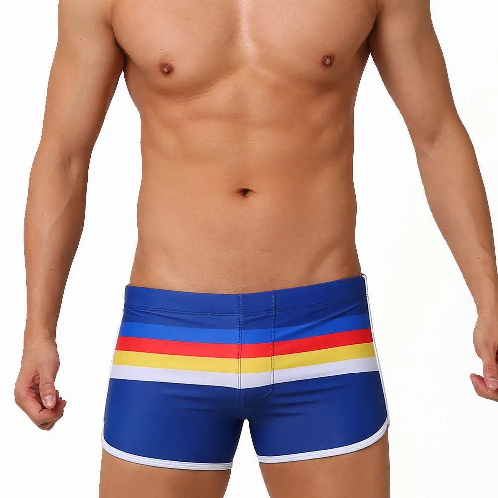 Men's New Sports Open Colorful Stripes Flat Sports Shorts