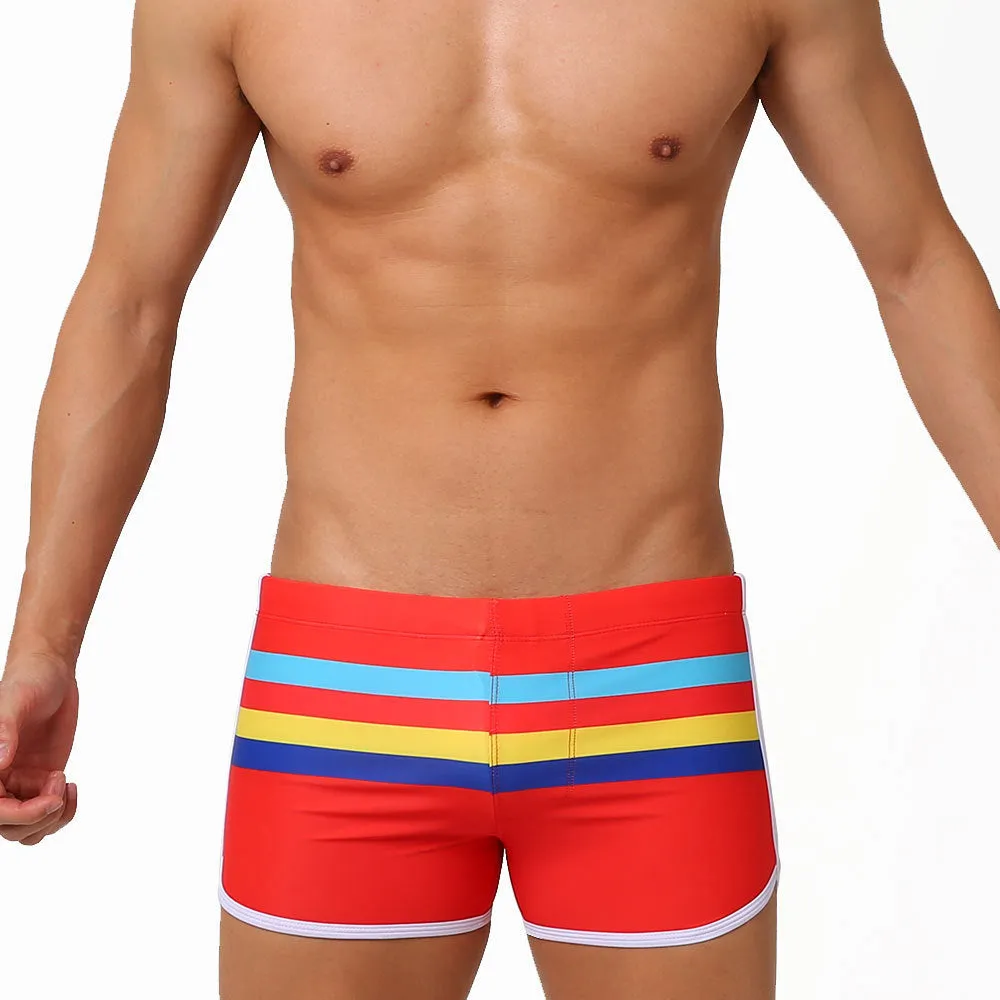 Men's New Sports Open Colorful Stripes Flat Sports Shorts