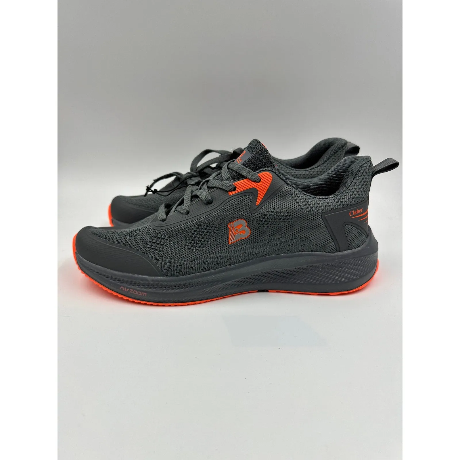 Men's Size 9, Gray Running Sneaker with Orange Accents