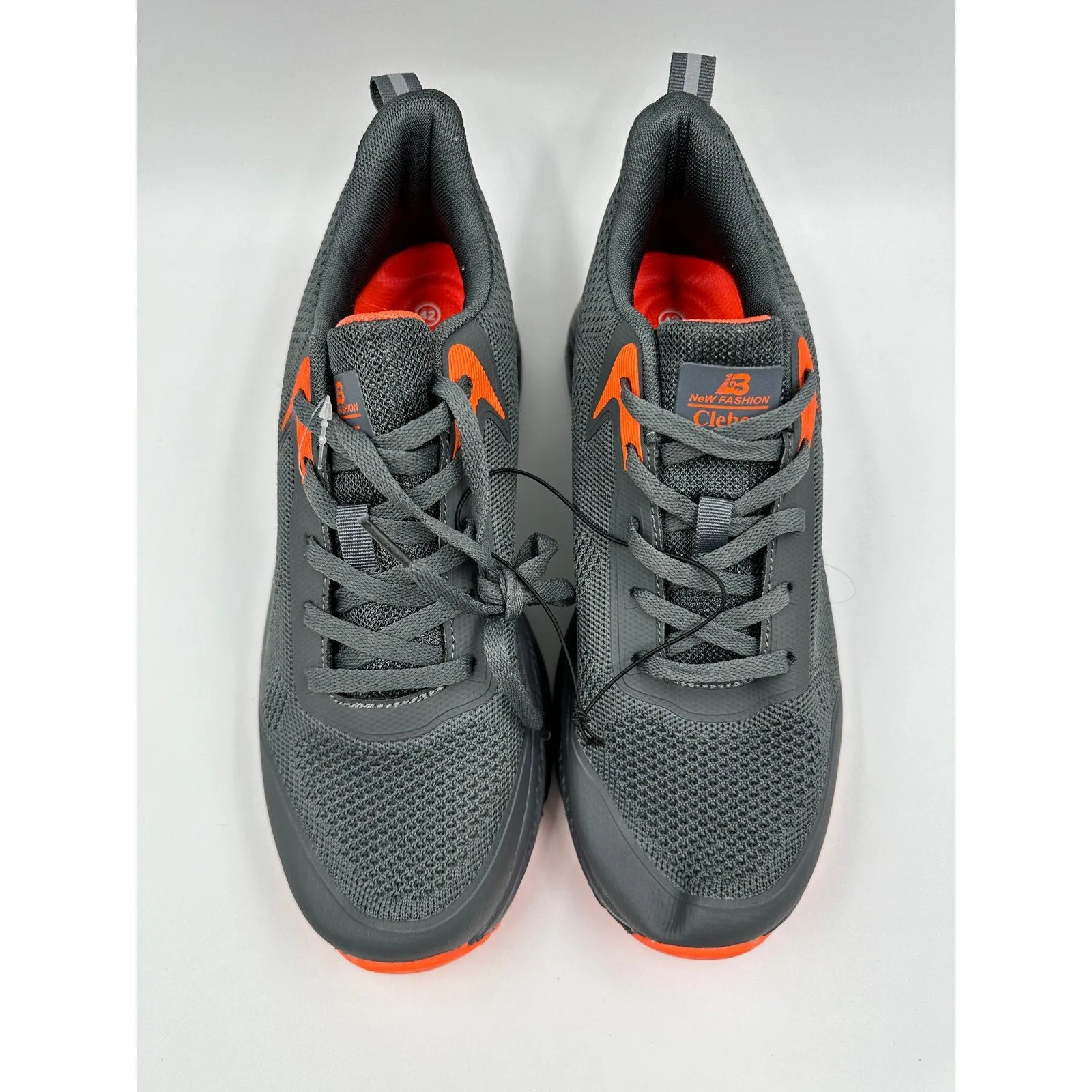 Men's Size 9, Gray Running Sneaker with Orange Accents