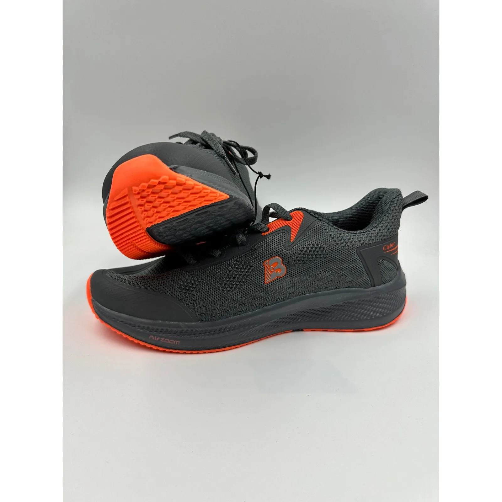 Men's Size 9, Gray Running Sneaker with Orange Accents