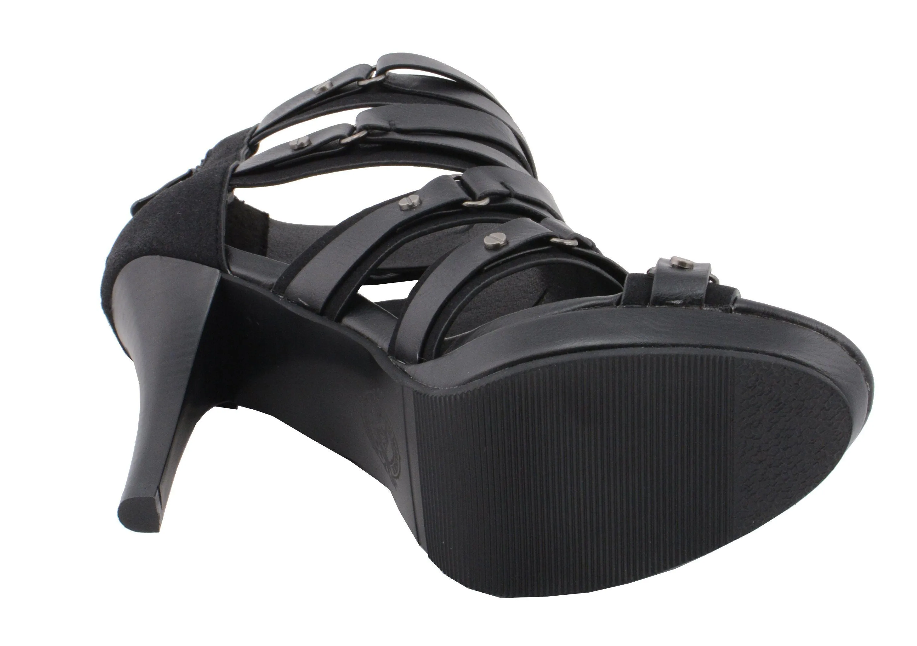 Milwaukee Performance MBL9451 Women's Black Stiletto Heeled Sandals with Ankle Strap