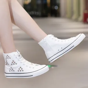 Nanccy Breathable  Shiny Flat High Top Shoes