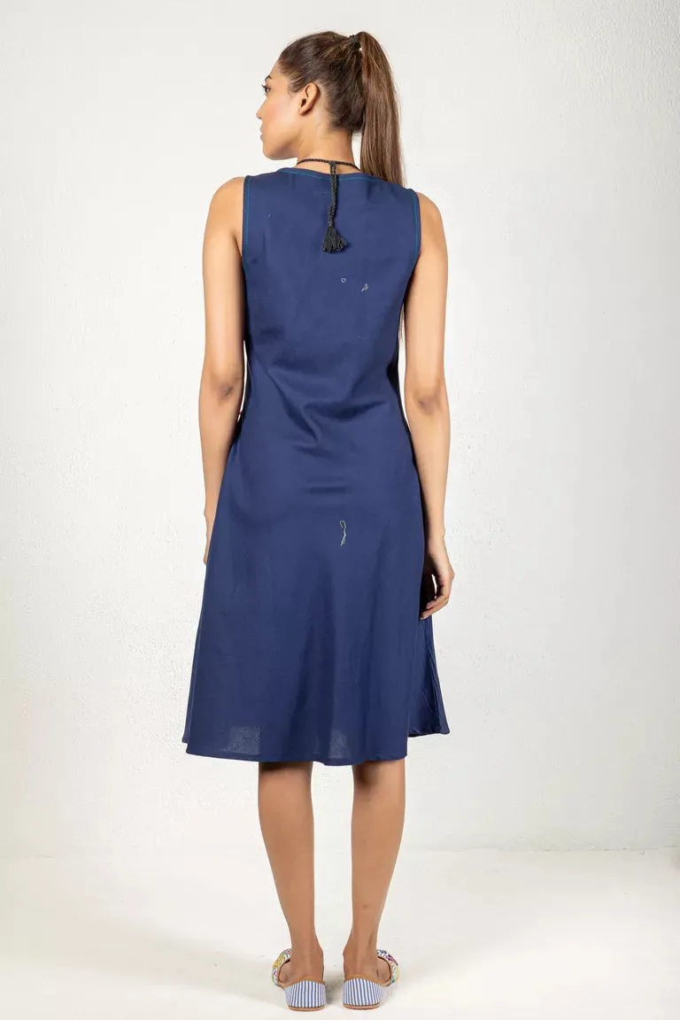 Navy Blue Color Cotton Dress