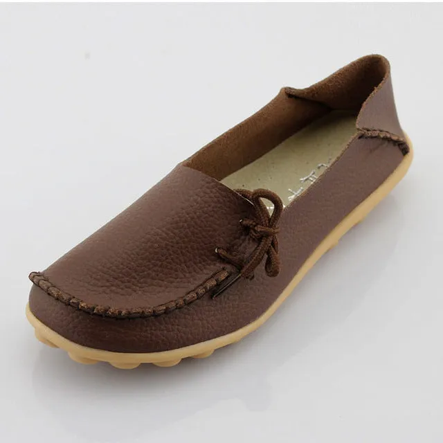 New Women Real Leather Shoes Moccasins Mother Loafers Soft Leisure Flats Female Driving Casual Footwear Size 35-44 In 24 Colors