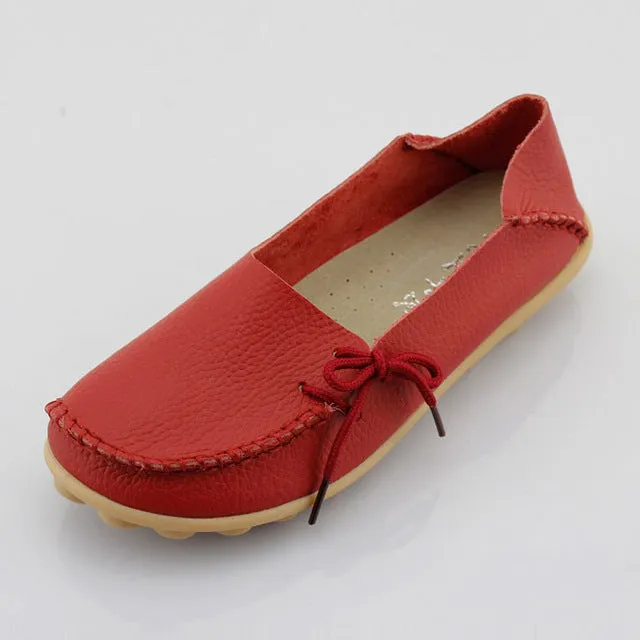 New Women Real Leather Shoes Moccasins Mother Loafers Soft Leisure Flats Female Driving Casual Footwear Size 35-44 In 24 Colors