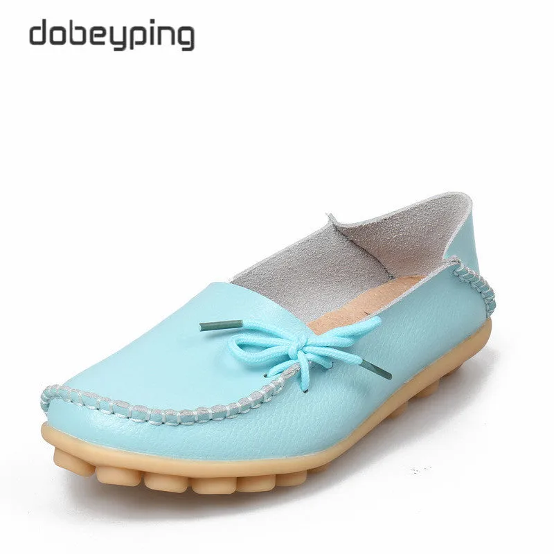 New Women Real Leather Shoes Moccasins Mother Loafers Soft Leisure Flats Female Driving Casual Footwear Size 35-44 In 24 Colors