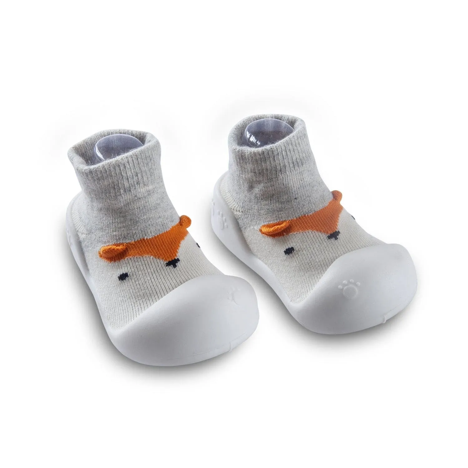 Newborn Anti-Skid Rubber Sole Slip-On Shoes Fox - Grey