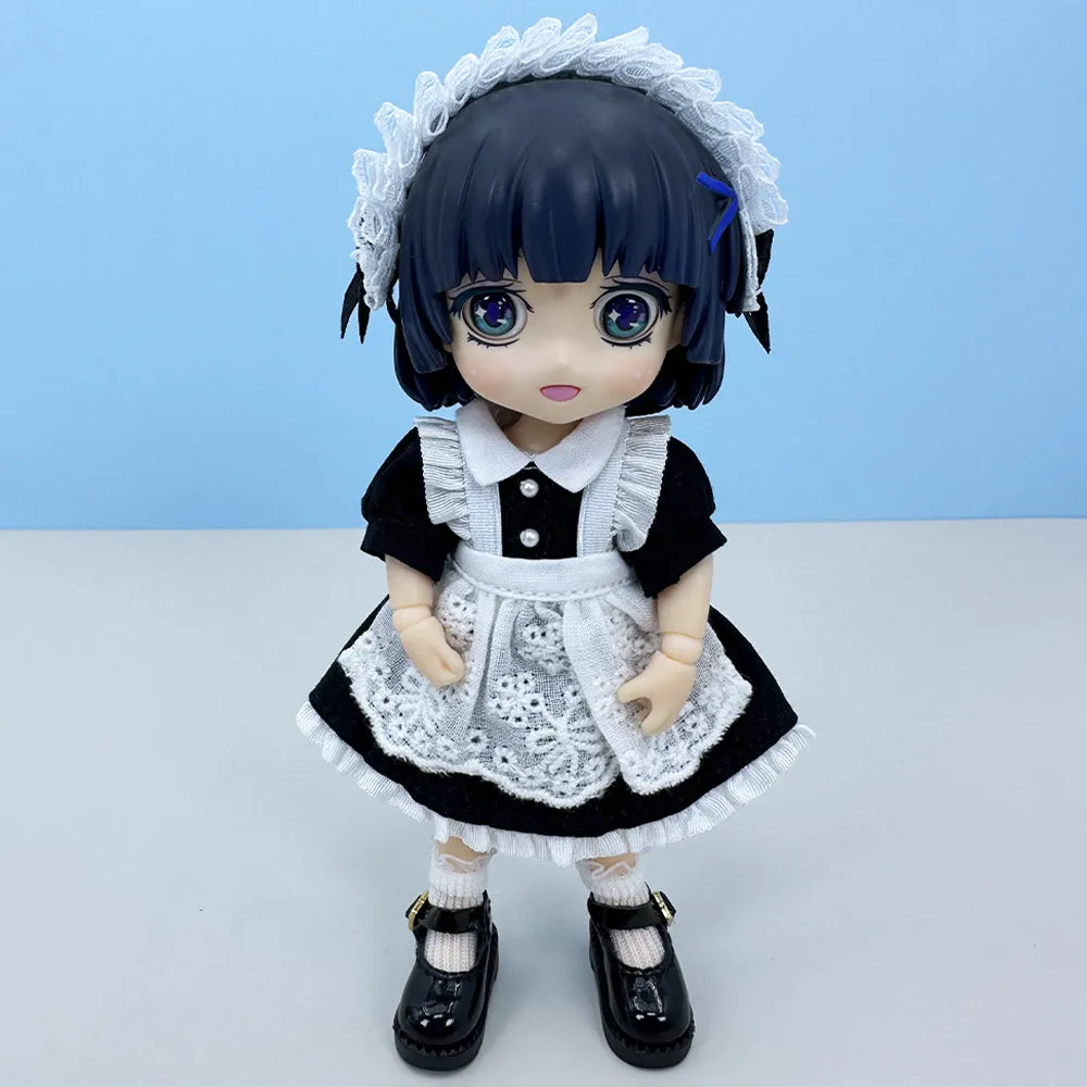 niannyyhouse 1/12 BJD Doll Clothes Headwear Dress Apron Shoes Socks Maid Outfit OB11 4.3in Action Figures Doll Dressup