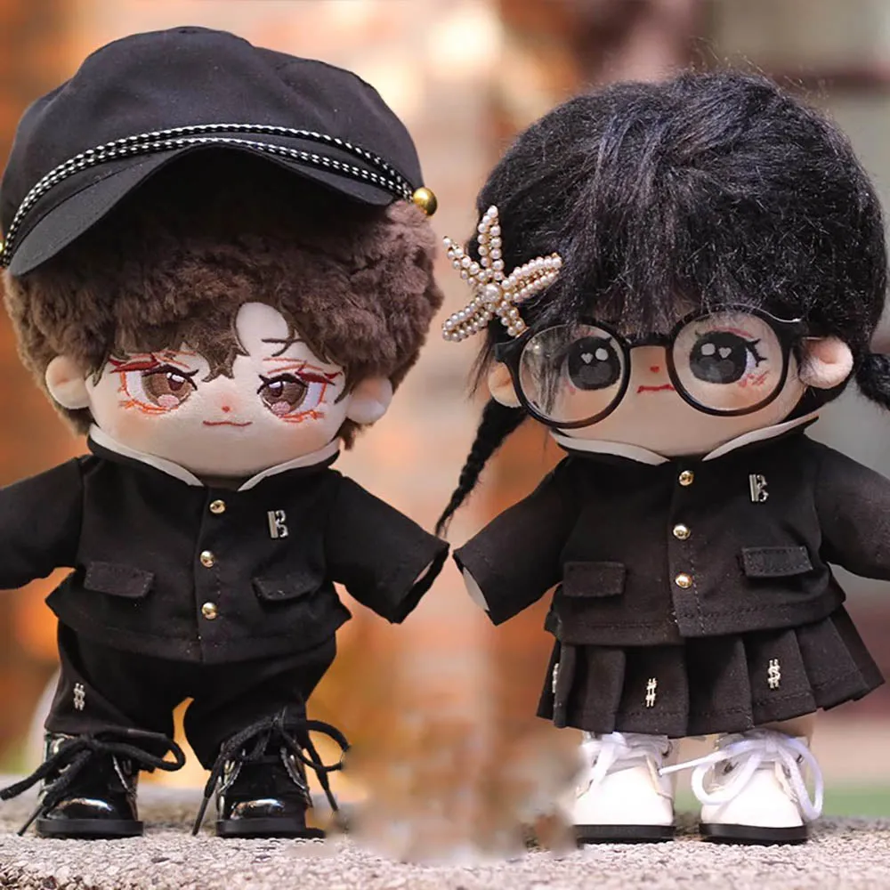 niannyyhouse 20cm Plush Doll Clothes Hat Jacket Skirt Pants Glasses Shoes School Uniform 8in Stuffed Doll Dressup