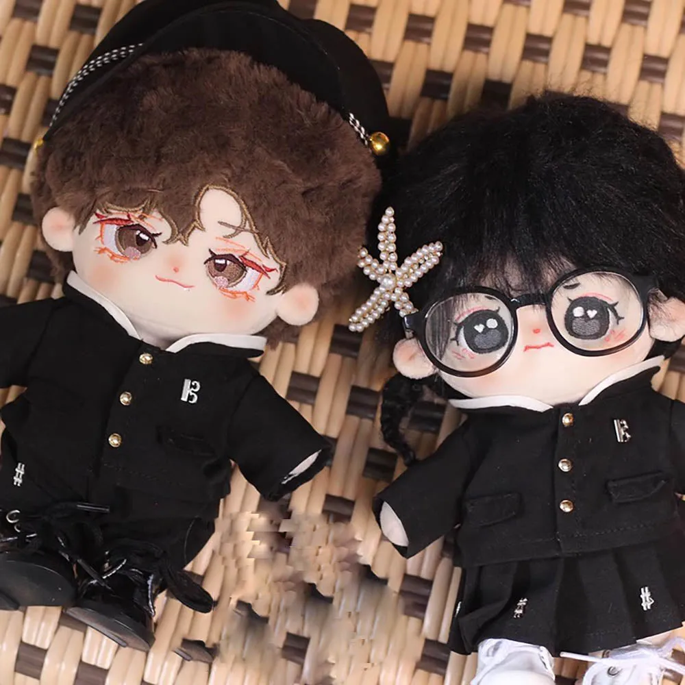 niannyyhouse 20cm Plush Doll Clothes Hat Jacket Skirt Pants Glasses Shoes School Uniform 8in Stuffed Doll Dressup