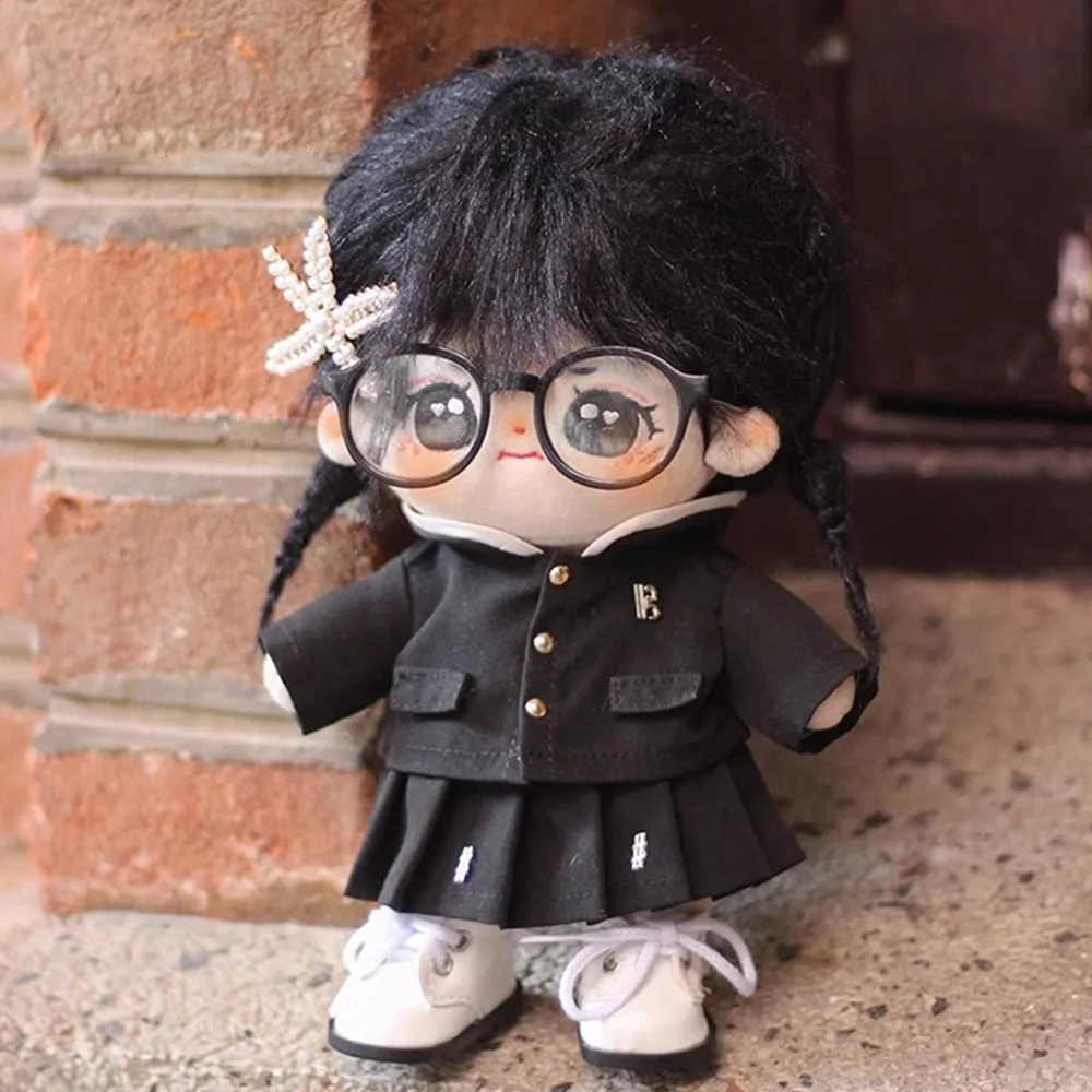 niannyyhouse 20cm Plush Doll Clothes Hat Jacket Skirt Pants Glasses Shoes School Uniform 8in Stuffed Doll Dressup