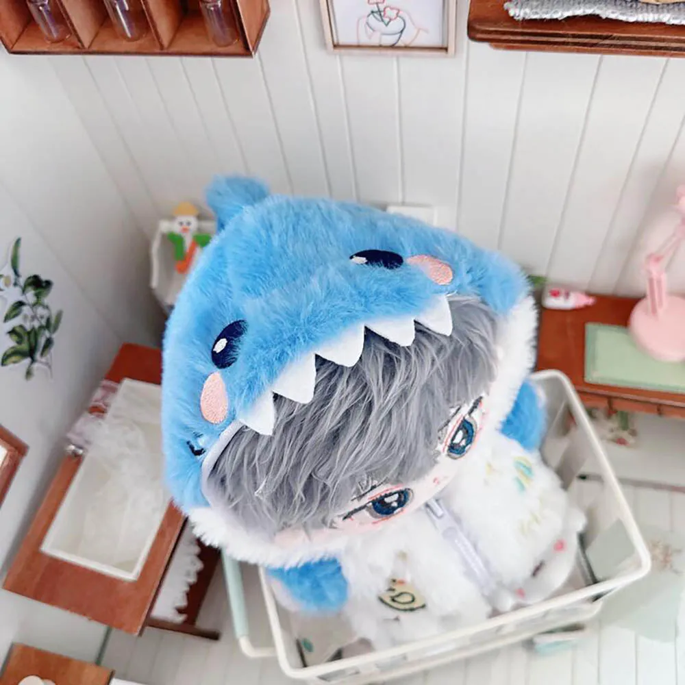 niannyyhouse 20cm Plush Doll Clothes Shark Dinosaur Fox Cat Jacket Hoodie Shoes 8in Doll Accessories Dress Up