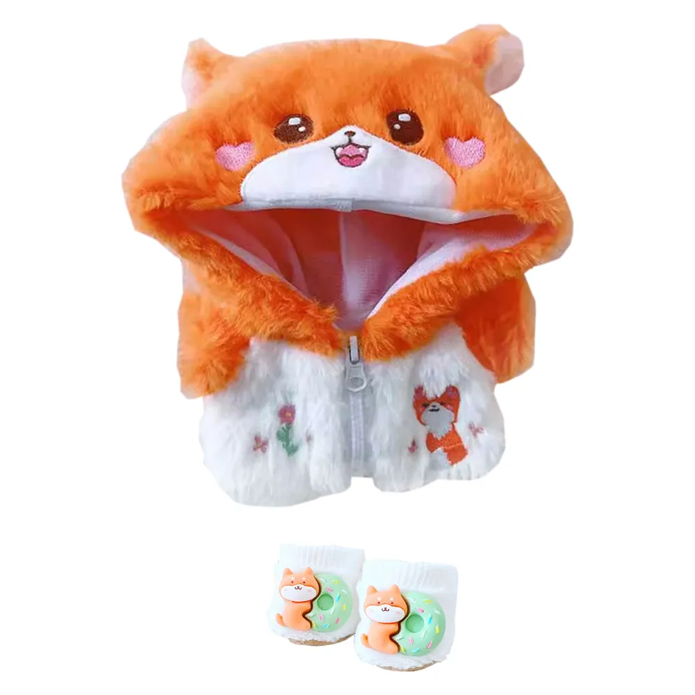 niannyyhouse 20cm Plush Doll Clothes Shark Dinosaur Fox Cat Jacket Hoodie Shoes 8in Doll Accessories Dress Up