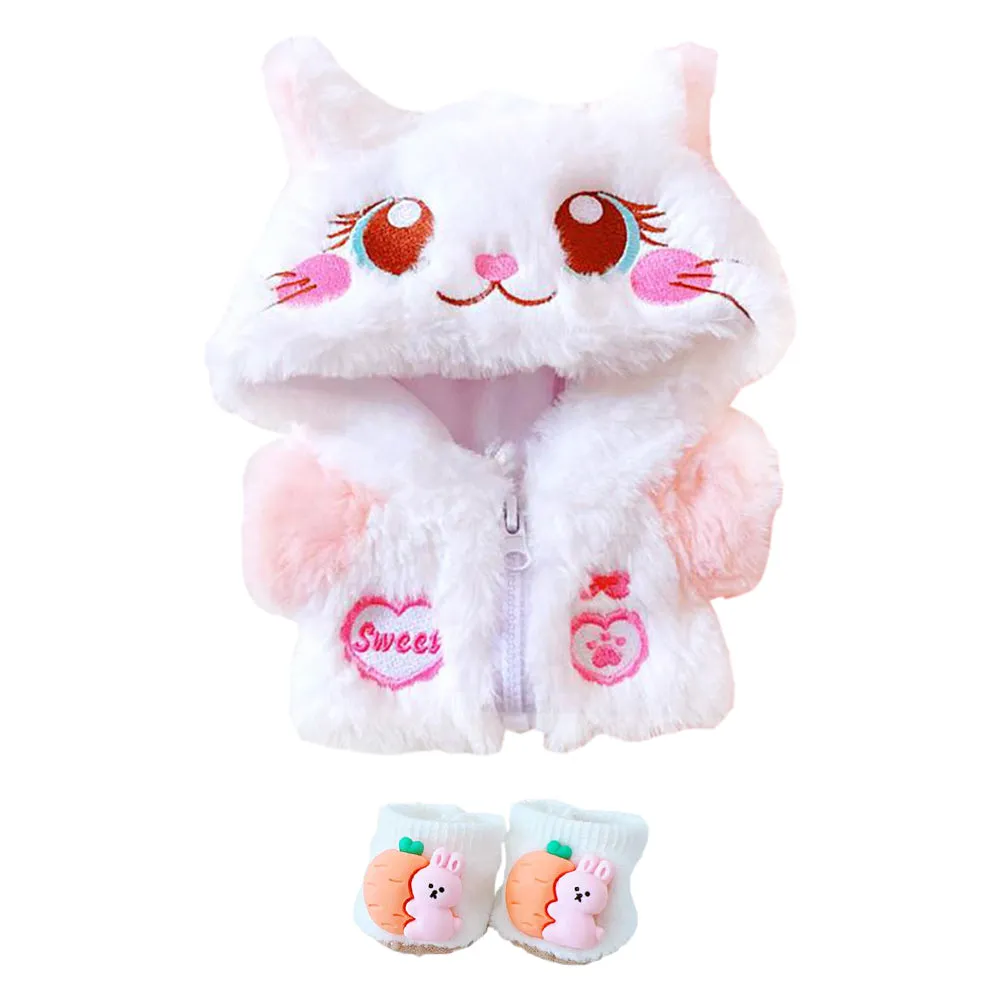 niannyyhouse 20cm Plush Doll Clothes Shark Dinosaur Fox Cat Jacket Hoodie Shoes 8in Doll Accessories Dress Up