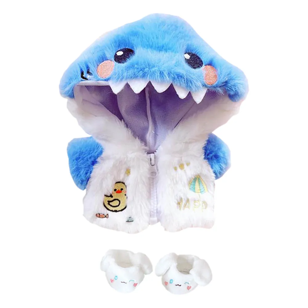 niannyyhouse 20cm Plush Doll Clothes Shark Dinosaur Fox Cat Jacket Hoodie Shoes 8in Doll Accessories Dress Up