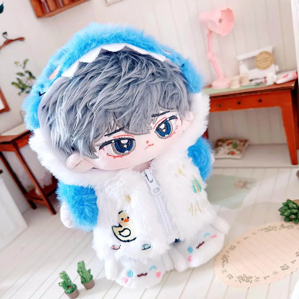 niannyyhouse 20cm Plush Doll Clothes Shark Dinosaur Fox Cat Jacket Hoodie Shoes 8in Doll Accessories Dress Up