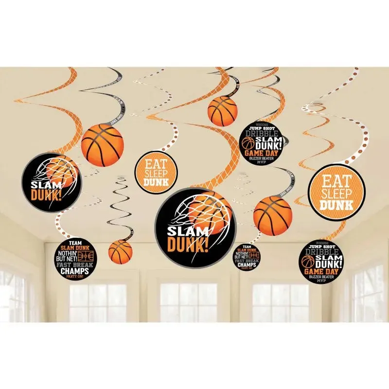 Nothin But Net Basketball Hanging Swirl Decorations