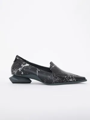 Nuogic Noakan Lake Pointed Toe Low Heel Loafers - Black Marble