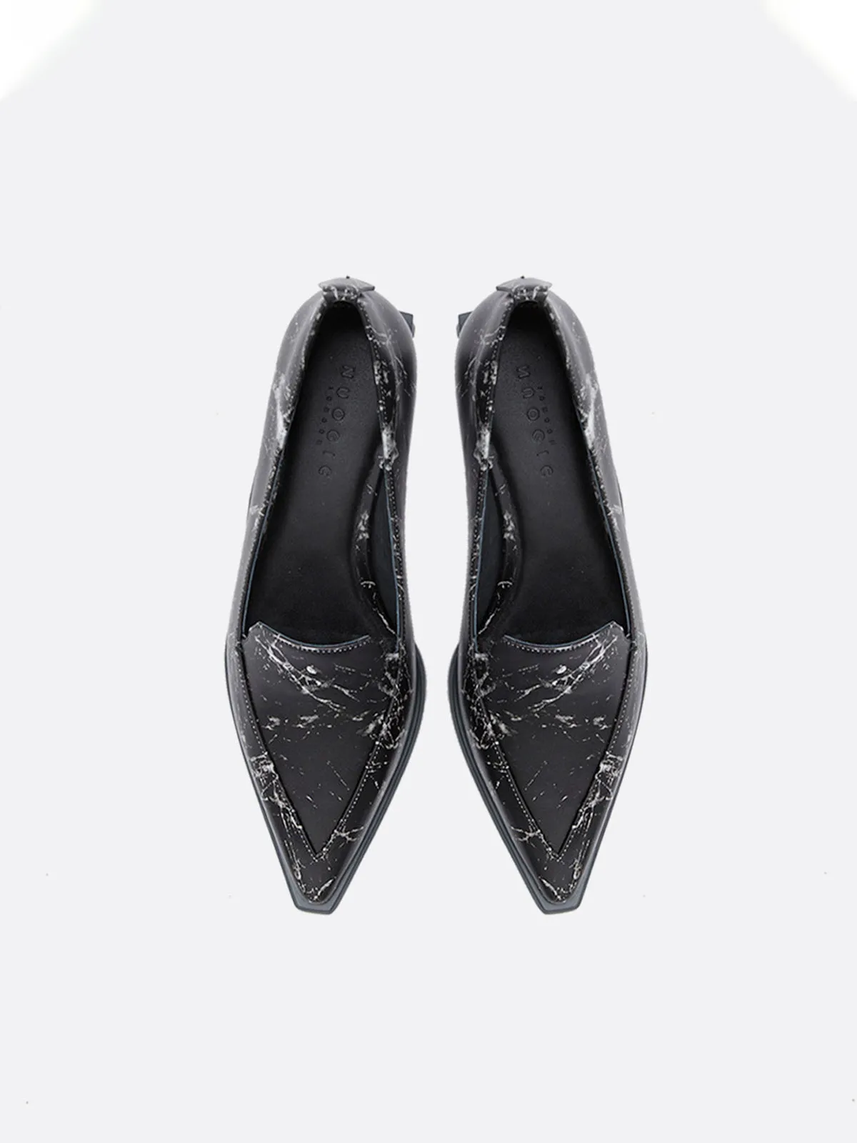 Nuogic Noakan Lake Pointed Toe Low Heel Loafers - Black Marble