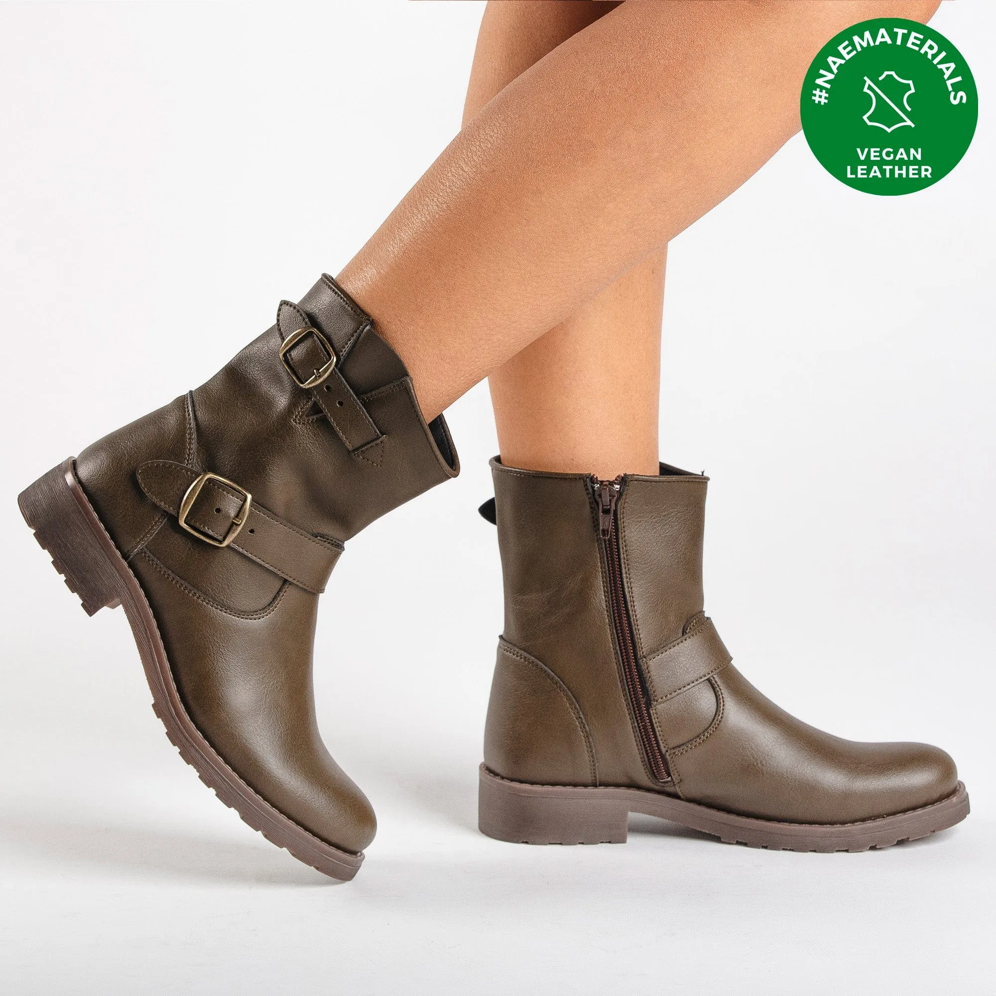 Odet Vegan Leather Biker Boots | Green