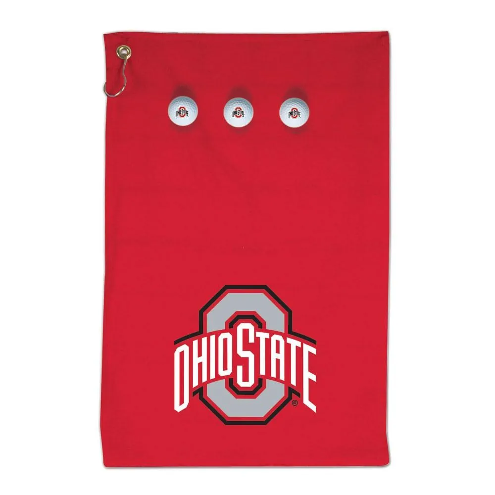 Ohio State Buckeyes McArthur Towel & Sports Golf Towel & Golf Balls Gift Set