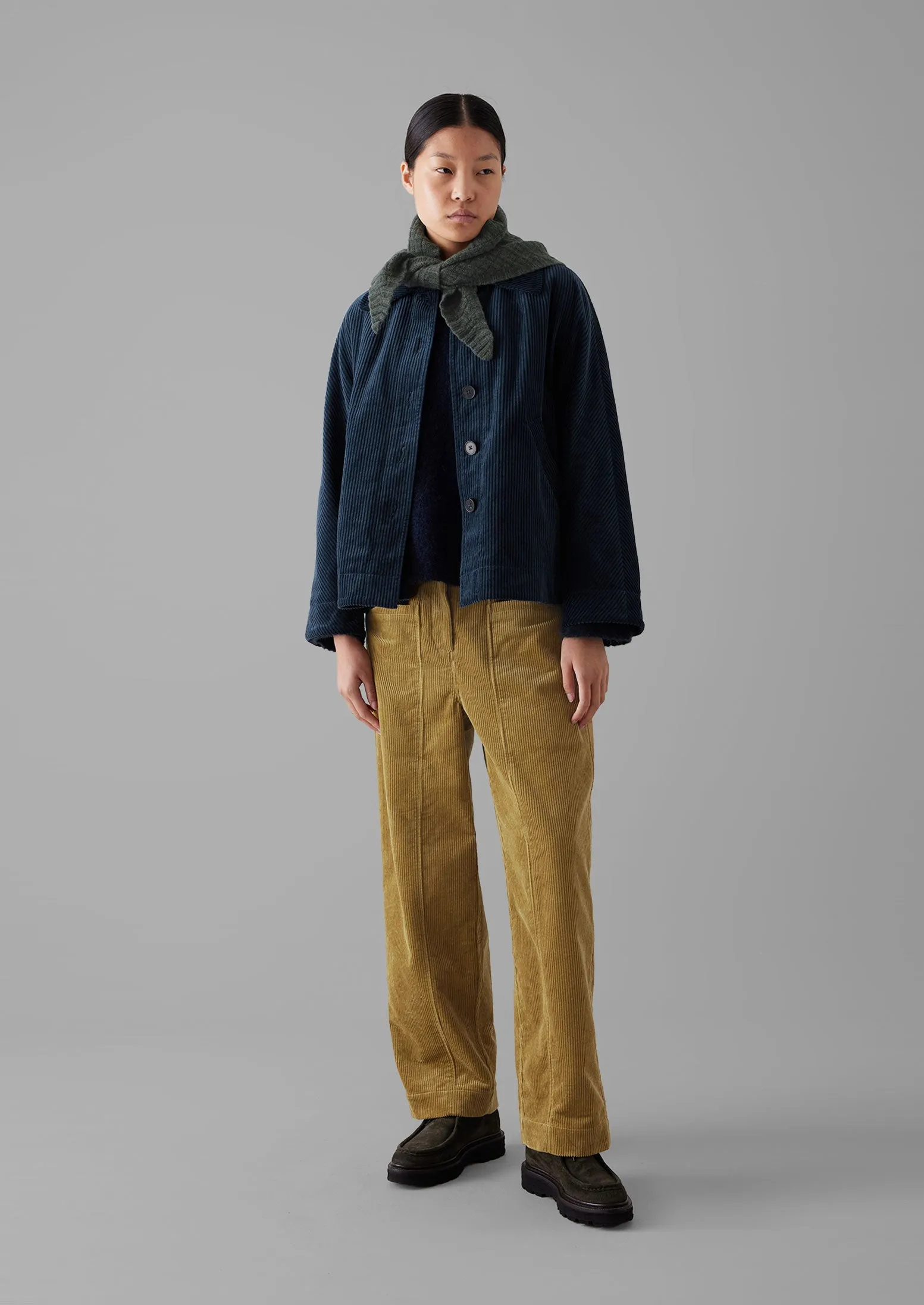 Organic Cord Swingy Jacket | Dusty Navy