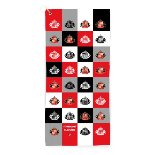 Personalised Sunderland AFC Chequered Golf Towel