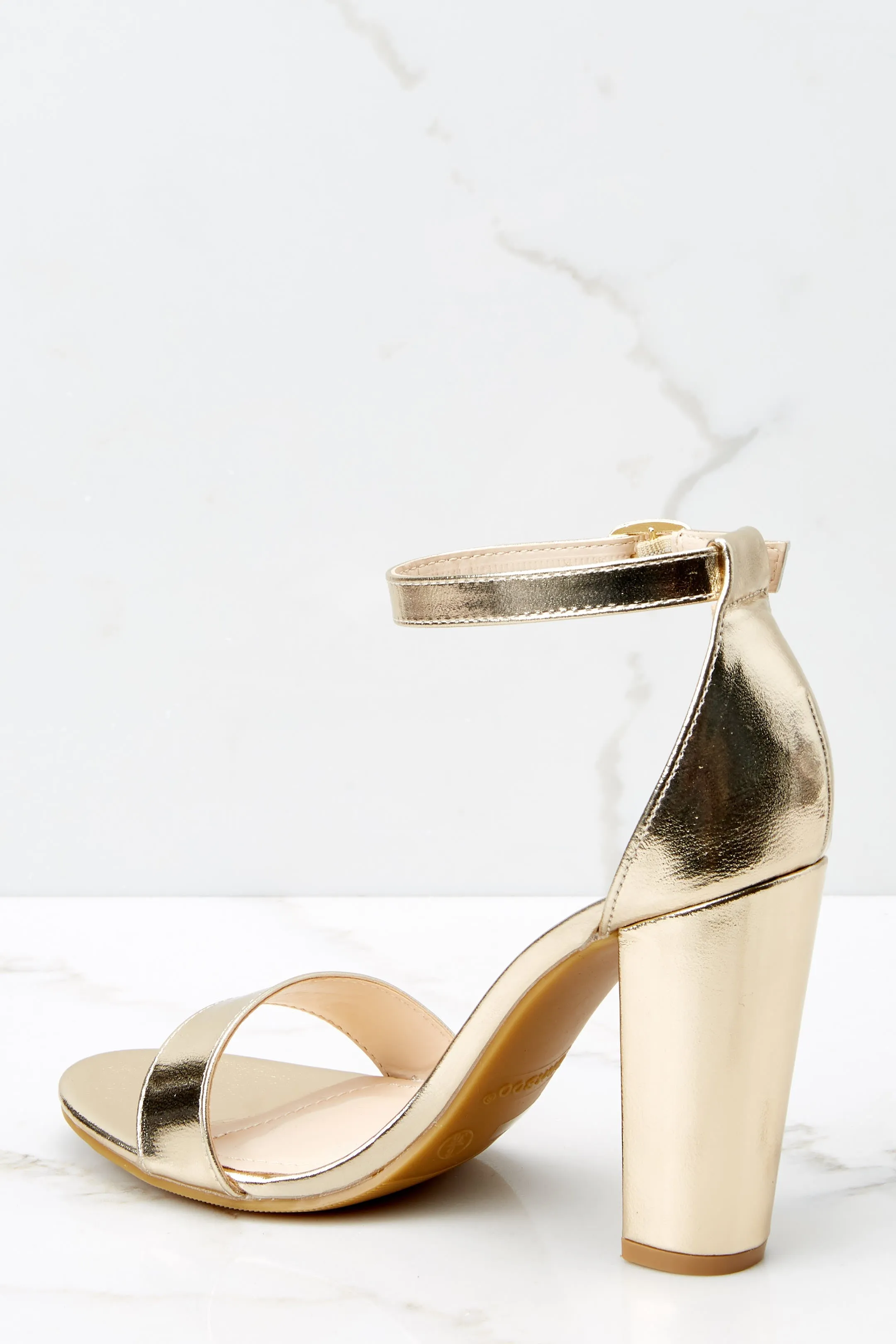 Plans To Dance Gold Ankle Strap Heels