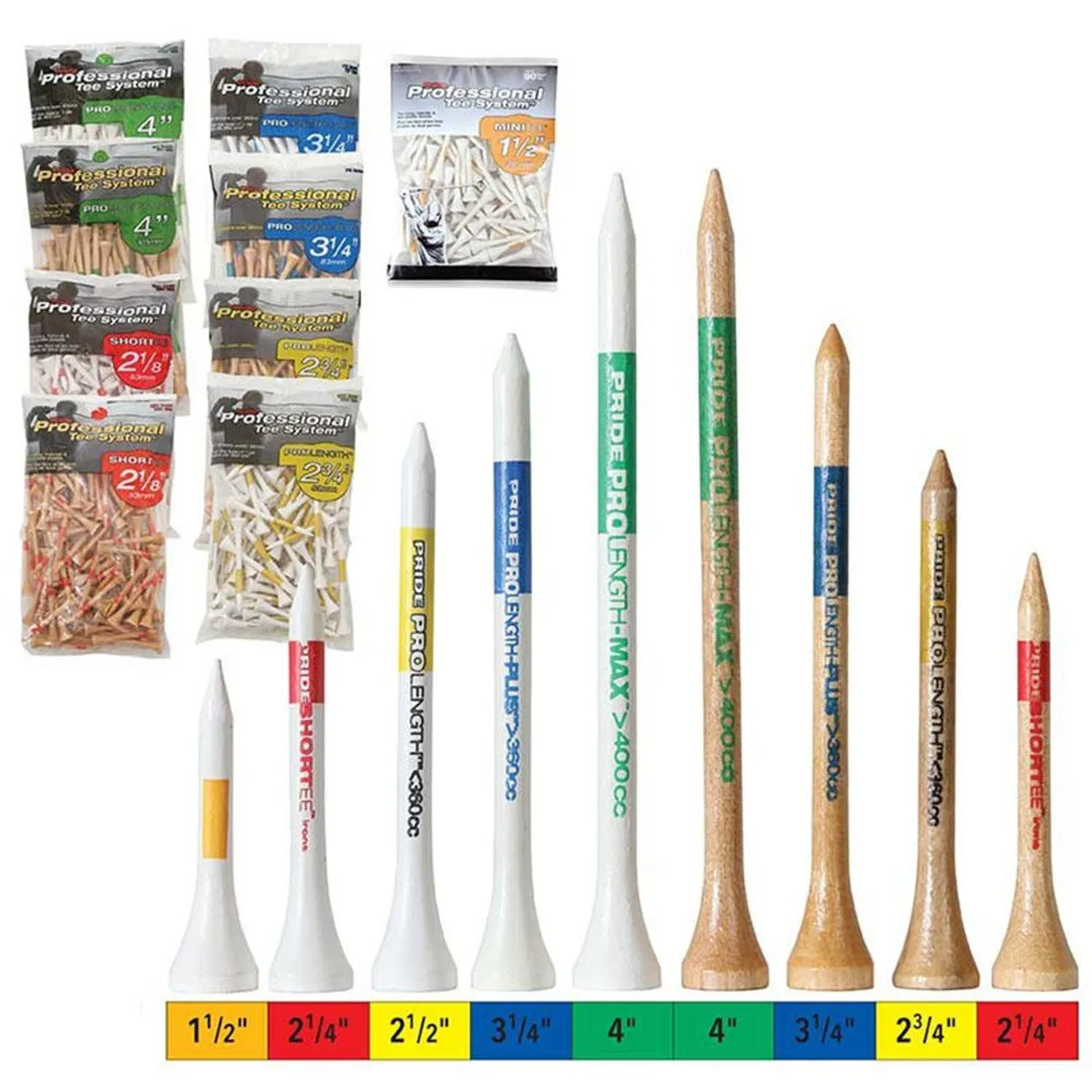 Pride PTS ProLength Wood Golf Tees - 1.5" Mini Tees