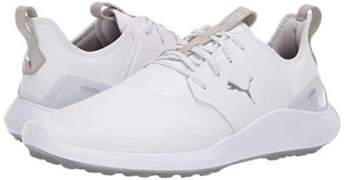 Puma Golf Men's Ignite Nxt Pro Golf Shoe White-Puma Silver-Gray Violet, 9.5 M US