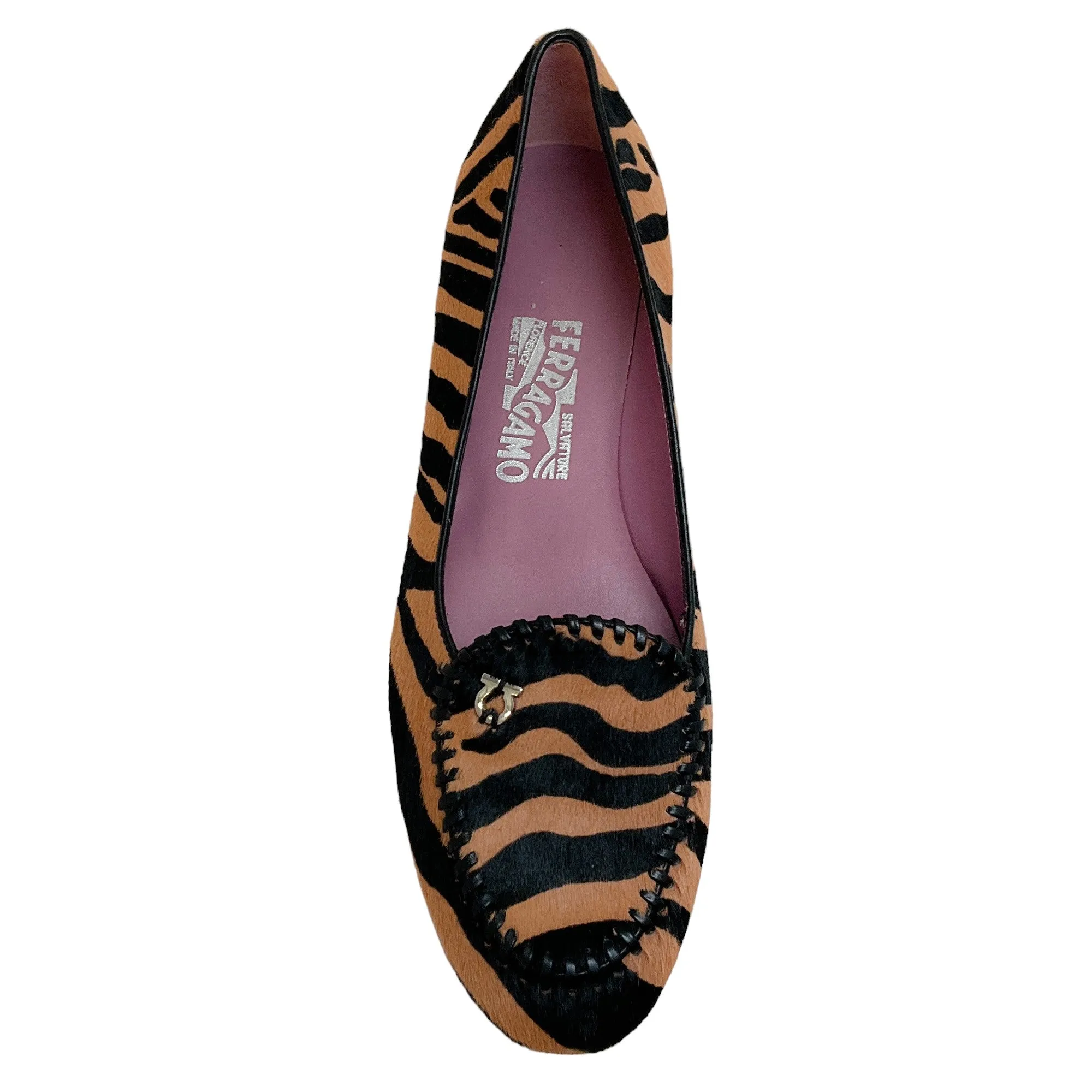 Salvatore Ferragamo Zebra Print Pony Hair Flats