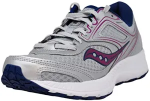 Saucony Women's VERSAFOAM Cohesion 12 Grey/Navy/Purple Road Running Shoe 8.5 Medium US