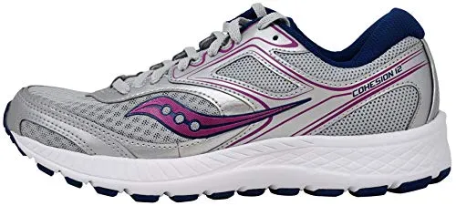 Saucony Women's VERSAFOAM Cohesion 12 Grey/Navy/Purple Road Running Shoe 8.5 Medium US